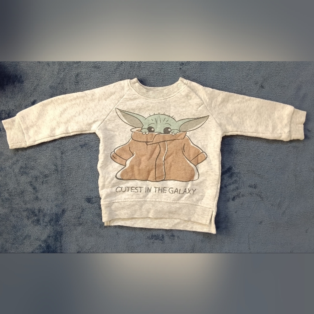 Baby Yoda Cutest In The Galaxy Grey Sweatshirt 6-9M Star Wars